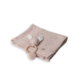 Favori Baby Blanket With Fish Rattle, 100% Cotton Knitted Pointelle In Marine Blue