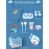 LSB 16 pcs Blue Whale Newborn Hamper/Gift Box for Baby, 0-6 months