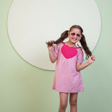 Mamarill Girls Sweetheart Dress Is A Playful Pink Dress With A Bold Red Heart On The Front.