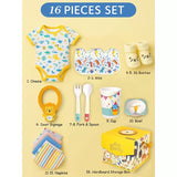 LSB 16 pcs Yellow King Lion Newborn Hamper/Gift Box for Baby Boy/Baby Girl, 0-6 months