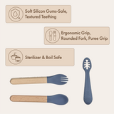 Dodo Baby Silicone Cutlery Set Blue
