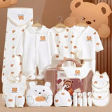 25pcs Cream Teddy Bear Collared Newborn Baby Hamper, Baby Boy/Baby Girl with Suitcase, 0-12 months