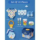 LSB 16pcs Blue King Lion Newborn Hamper/Gift Box for Baby Boy, 0-6 months