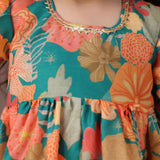 Casa Ninos Green Top And Dhoti Set