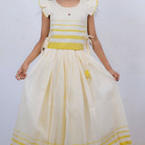 Di & De Premium handloom kasavu skirt and flutter sleeve top