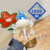 Little Surprise Box,White & Blue Carnival theme Kids Water Bottle, 1000ml