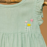 Mamarill Girls Floral Embroidery And Frills Frock