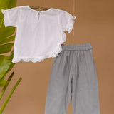 Mamarill Girls White Cotton Top With Pant