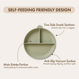Dodo Baby Silicone Suction Feeding Plate Green