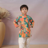 Casa Ninos Green Muslin Kurta Set